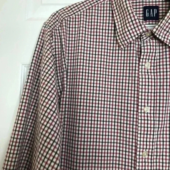 GAP  Dress Shirt White/Red/Black Size Large - Picture 6 of 16